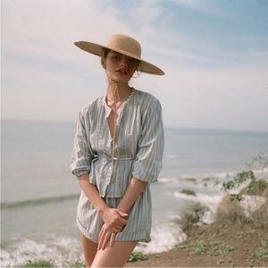 ✨🪁DÔEN ‘Lillie’ & ‘Blaze’ Set Striped Organic Cotton Voile Monte Isola Blue XS✨